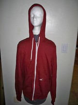 Men's Guys Quiksilver Solid Red Zip Up Fleece Hoodie White Accents New $50 - $34.99