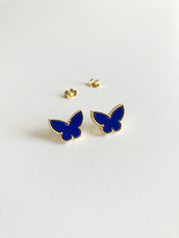 Lapis Lazuli Butterfly Earrings in Gold - $45.00