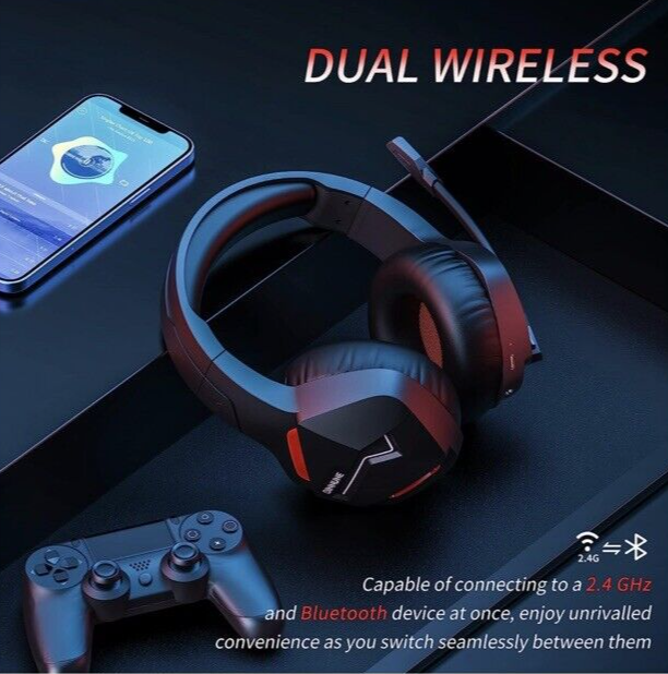 BINNUNE BW01 Bluetooth Wireless Gaming Headset with Microphone (PS4 PS5