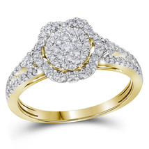 14kt Yellow Gold Round Diamond Cluster Bridal Wedding Engagement Ring 5/8 Ctw - $1,199.00
