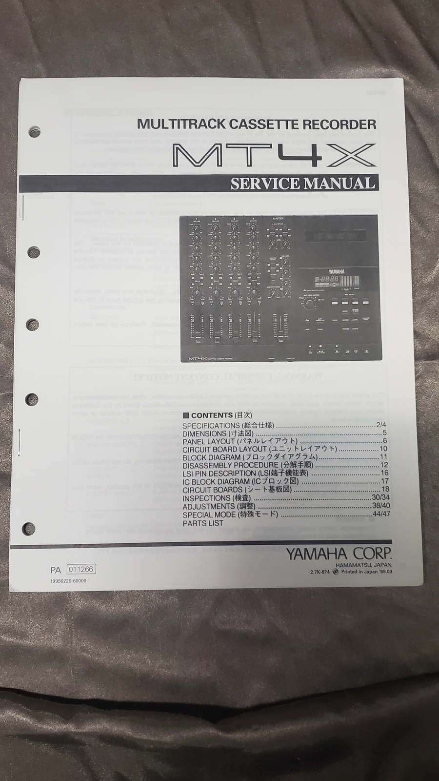 YAMAHA MULTITRACK CASSETTE RECORDER MT4X SERVICE MANUAL WITH SCHEMATICS