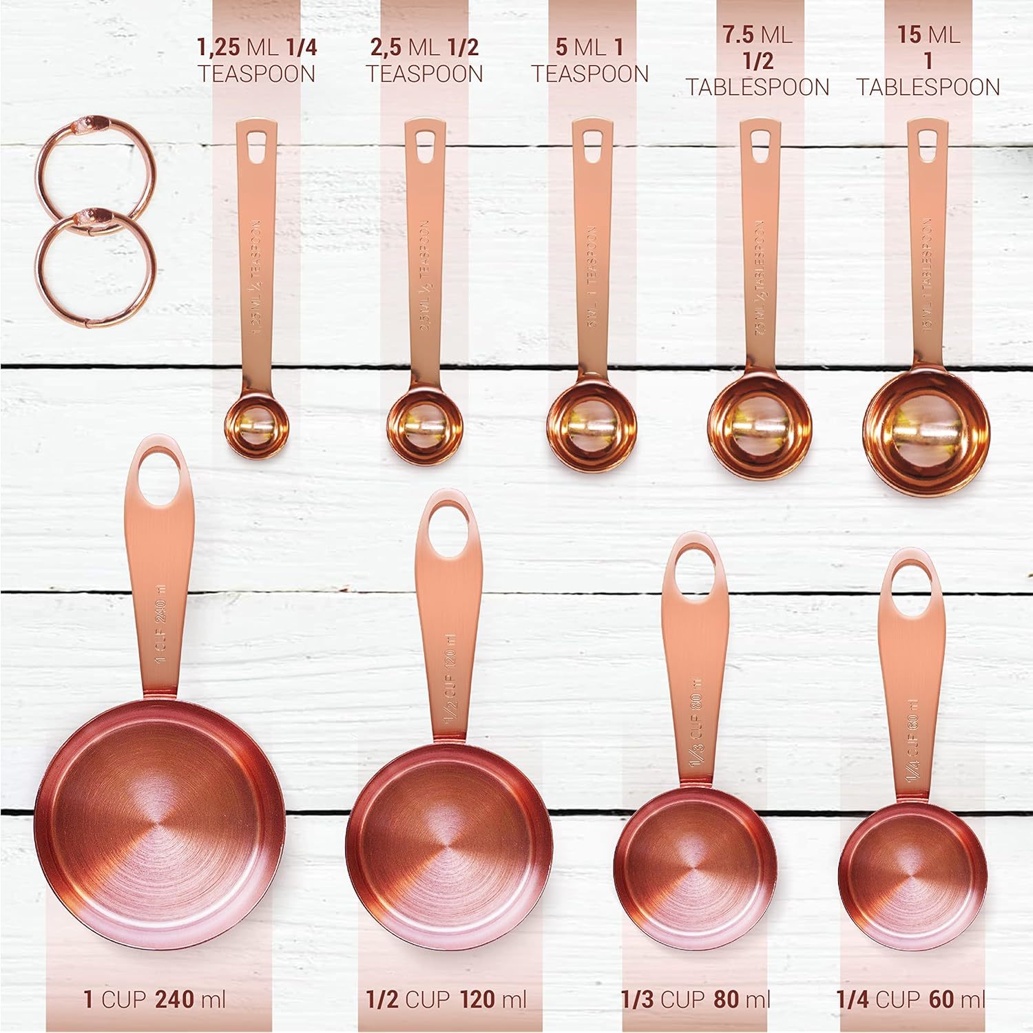Measuring Spoons Set 5pc - Mini Gold Measuring Spoons Teaspoon Measure Spoon for Dry or Liquid Ingredients, Tiny Metal Measuring Spoons Tad Dash
