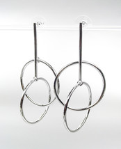 UNIQUE Urban Anthropologie Double Interlocked Silver Rings Dangle Earrings - $17.99