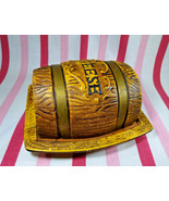 Darling Vintage Lipper & Mann Creations Ceramic Brown Barrel Cheese Serving Dish - $14.00