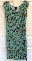 Ann Taylor Sz S Ruched Sleeveless Jersey Shift Blue &amp; Brown Dress Women&#39;s - $9.89