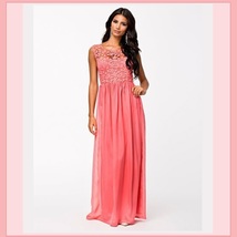 Crochet Top Floor Length Formal Sleeveless Backless Chiffon Evening Prom Gown  image 3