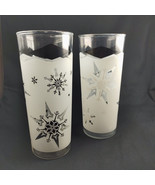 Vtg Anchor Hocking Set of 2 Atomic Snowflake Frosted Black Diamond Glass... - $18.69