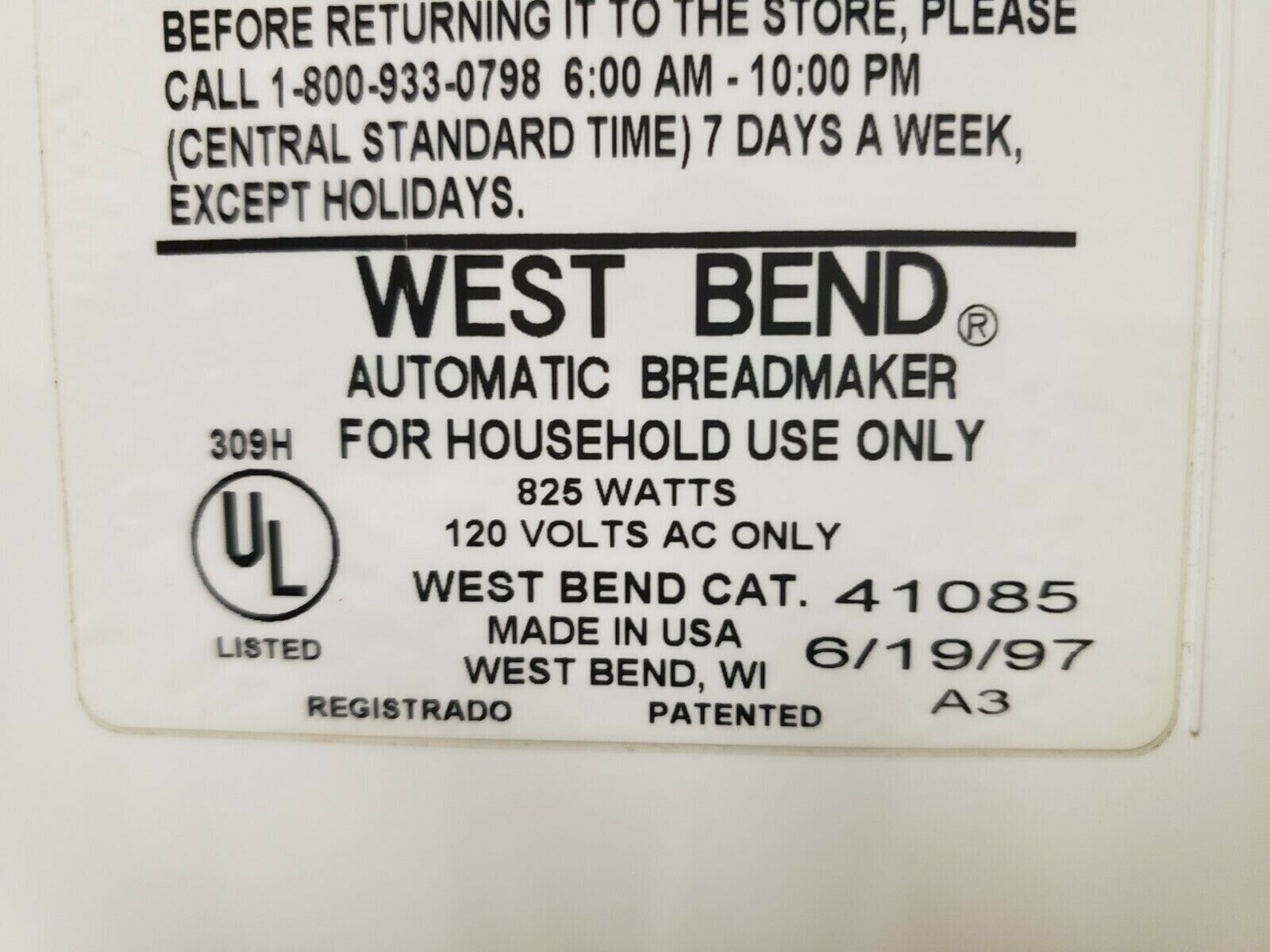 Pan Shaft Set for West Bend Bread Maker Models 41085 41086 41087 41088