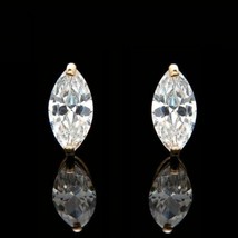 1ct Simulated Marquise Solitaire Diamond Earrings Studs 14K Yellow Gold Plated - $38.79