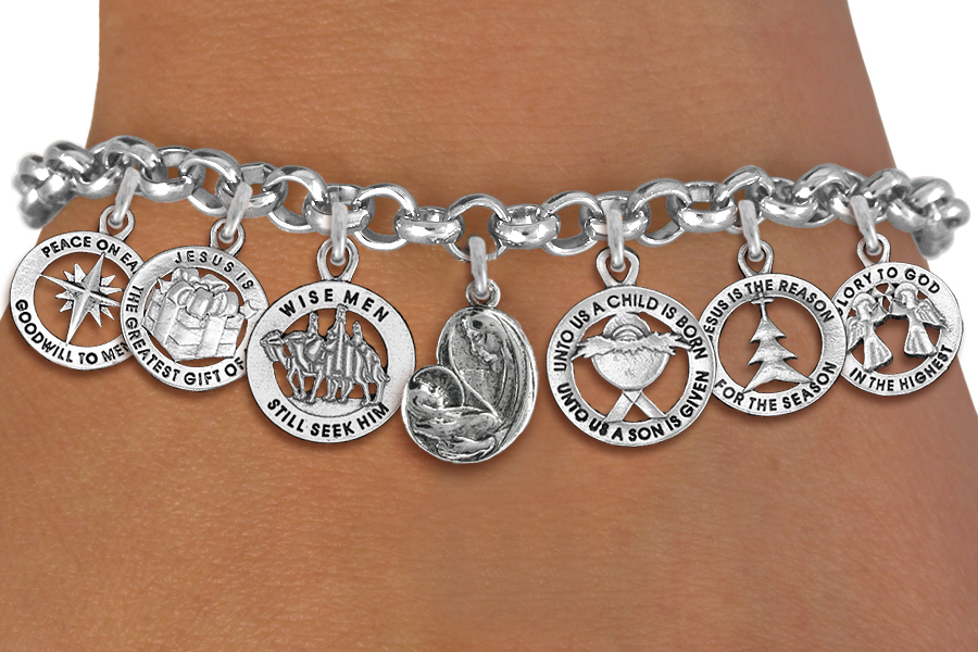 Christmas Themed Charms BRACELET Lead & Nickel Free womens accessories - $39.99