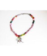 Agate Round &amp; Glass Beads Stretch Bracelet, Multi-Color, Silvertone Hors... - $0.00