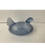 Indiana Glass Aquamarine Blue Hen On Nest Chicken Dish - $39.59