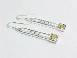 CITRINE Drop EARRINGS in STERLING Silver - 1 1/2 inches long - FREE SHIP... - $54.00