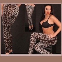Brown Leopard Skin Tight Stretch Pants Leggings Many Sizes image 2