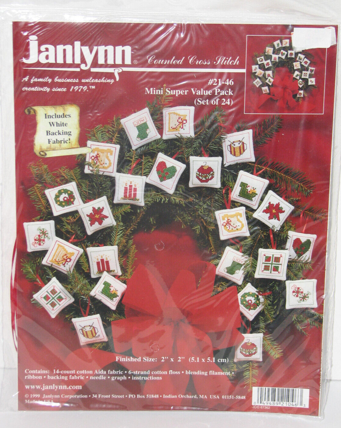 DIY Janlynn Santa Gifts Bear Christmas Counted Cross Stitch