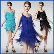 FLAPPER GIRL Fringed Tassel Sequined Mini Roaring 20's Costume in Five Colors image 1