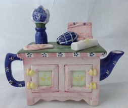 Vintage Artist Cabinet Vanity Dresser Teapot Decorative Ceramic Pink Cob... - $24.95