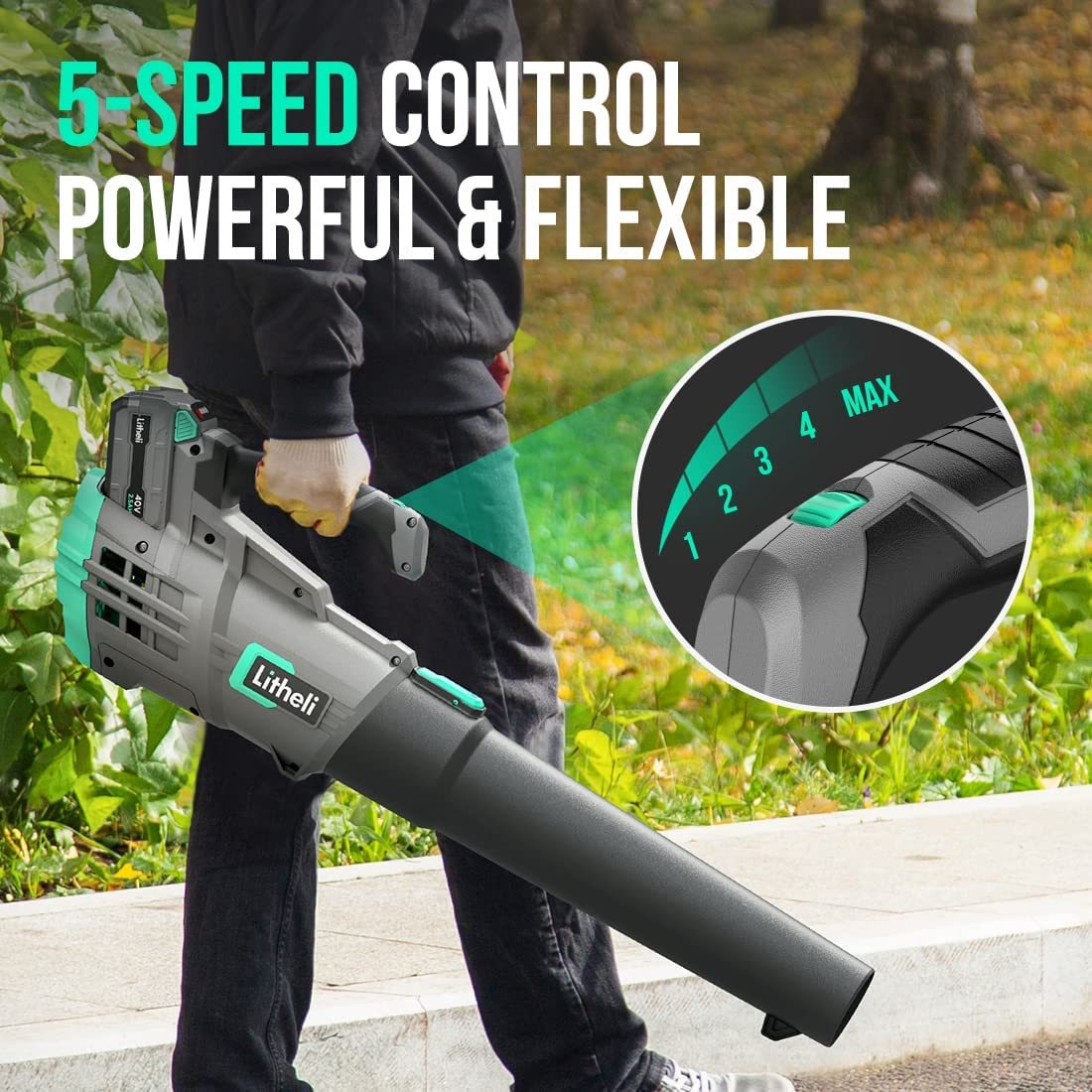 Dextra Cordless Leaf Blower, 20V Battery Powered Leaf Blower with