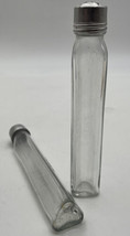 Vintage Triangular Shape Owens Glass Toothbrush Holder Packaging Bottle Lot/2 - $18.00