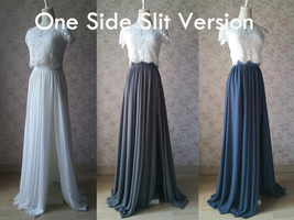 Blue Wedding Chiffon Skirt Flowy Blue Bridesmaid Chiffon Skirts Plus Size image 9
