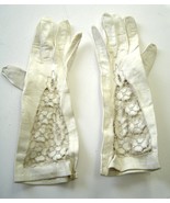  Vintage Kid Leather White Lace inset Formal  Gloves Hand Cut - $69.99