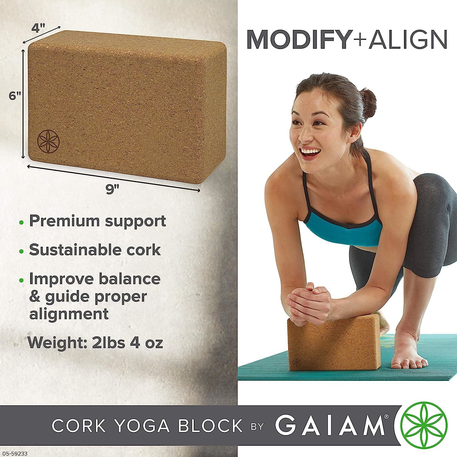 Gaiam Sol Natural Cork Yoga Block , 4-Inch x and 18 similar items