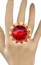 RedAcrylic CrystalS Adjustable Stretchable Statement Cocktail Bold Party Ring - $20.90