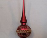Blown Glass Tree Topper Long Tall Ornament Christmas Holiday Red Gold Gl... - $32.66
