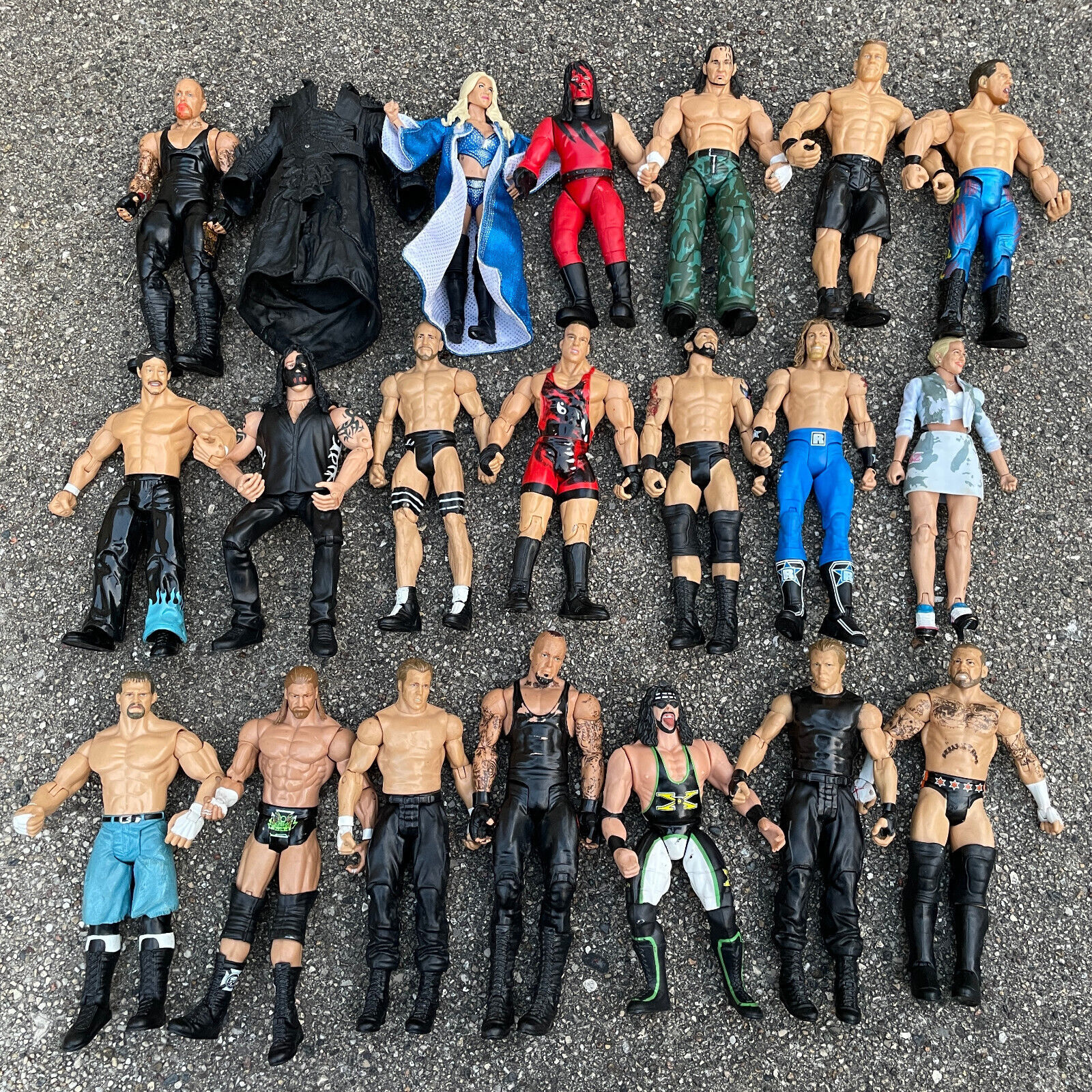 WWE Action Figures Lot of 20 & One Big Black Long Coat Action Figures