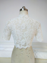 Button Down Short Sleeve Lace Shirt Wedding Bridal Plus Size Crop Lace Shirts image 2