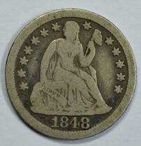 1848 Seated Liberty circulated silver dime VG+ details - $52.50