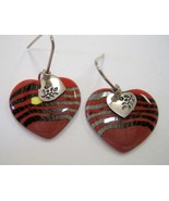 Ember Heart Earrings Porcelain Unique Ceramic Red Black Handcrafted Pier... - $40.00