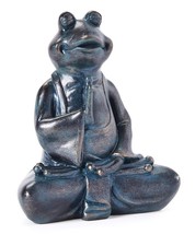 Yoga Frog Statue 7.7" High Lotus Position Meditating Resin Home Decor Dark Gray