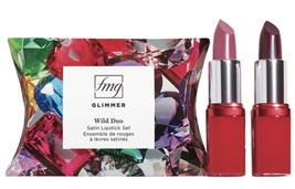 AVON FMG Glimmer Wild Duo Satin Lipstick Set Wild Rose & Wild Cherry in Gift Box - $18.99