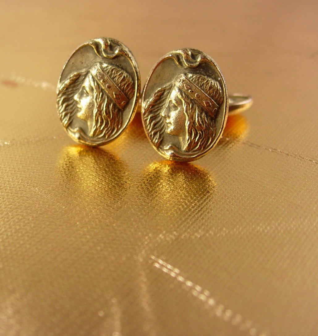 Antique French ATALA Cufflinks Victorian rose gold filled Art Nouveau ...