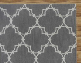 Hand Tufted Trellis Gray 6&#39; x 9&#39; Contemporary Woolen Area Rug Carpet - $479.00