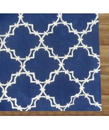 Hand Tufted Trellis Blue 5&#39; x 8&#39; Contemporary Woolen Area Rug Carpet - $369.00