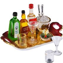 Top Shelf Liquor Tray Set 1.854/6 Reutter Porcelain Dollhouse Miniature - $49.40