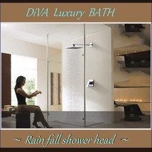 DiVA Luxury Bath Rain Fall Shower Head 12" Square Silver Chrome Fixture Set