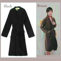 Long Luxury Soft Velvet Coral Fleece Belted Spa Lounger Bathrobe With Pockets image 2