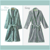 Long Luxury Soft Velvet Coral Fleece Belted Spa Lounger Bathrobe With Pockets image 3