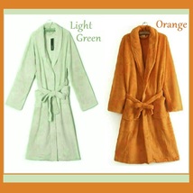 Long Luxury Soft Velvet Coral Fleece Belted Spa Lounger Bathrobe With Pockets image 5