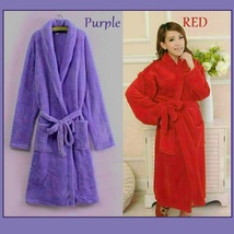 Long Luxury Soft Velvet Coral Fleece Belted Spa Lounger Bathrobe With Pockets image 8