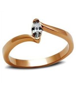 Marquise Austrian Zircon Solitaire Promise Ring 14k Rose Gold over Base - $39.99