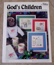 12-Page Cross Stitch GOD&#39;S CHILDREN Samplers Giraffe Monkey Penguin Kang... - $7.00