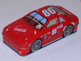 Coca Cola #86 Red Race Car Shaped Design Tin Box Treasure Keeper - $4.79