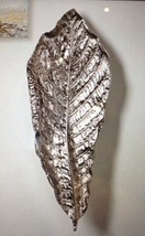 Leaf Shaped Wall Plaque or Table Display Aluminum 23.7" High Silver Nature image 2