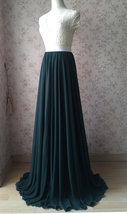 Dark Green Plus Size Maxi Chiffon Skirt Dark Green Bridesmaid Maxi Chiffon Skirt image 3