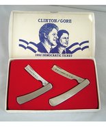 Clinton Gore 1992 Democratic Ticket Cherokee Folding Straight Edge Razor... - $39.99