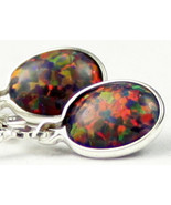 SE001, 8x6mm Created Black Opal, 925 Sterling Silver Leverback Earrings - $49.88